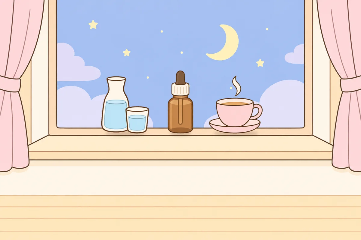 영등포 여성전용 마사지 예약 안내 그림, 밤 창가 창턱 위의 물병, 오일병, 찻잔