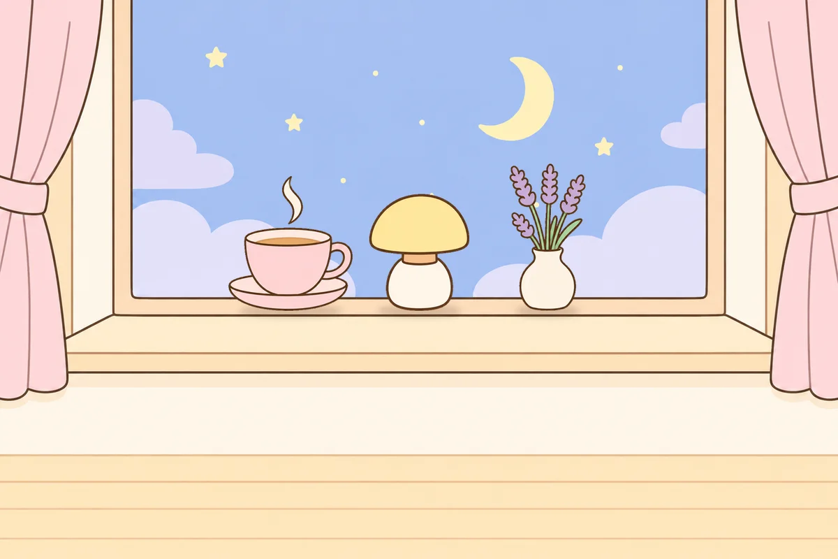 은평구 여성전용 종아리 케어 안내 그림, 밤 창가 창턱 위의 찻잔, 무드등, 라벤더 꽃병