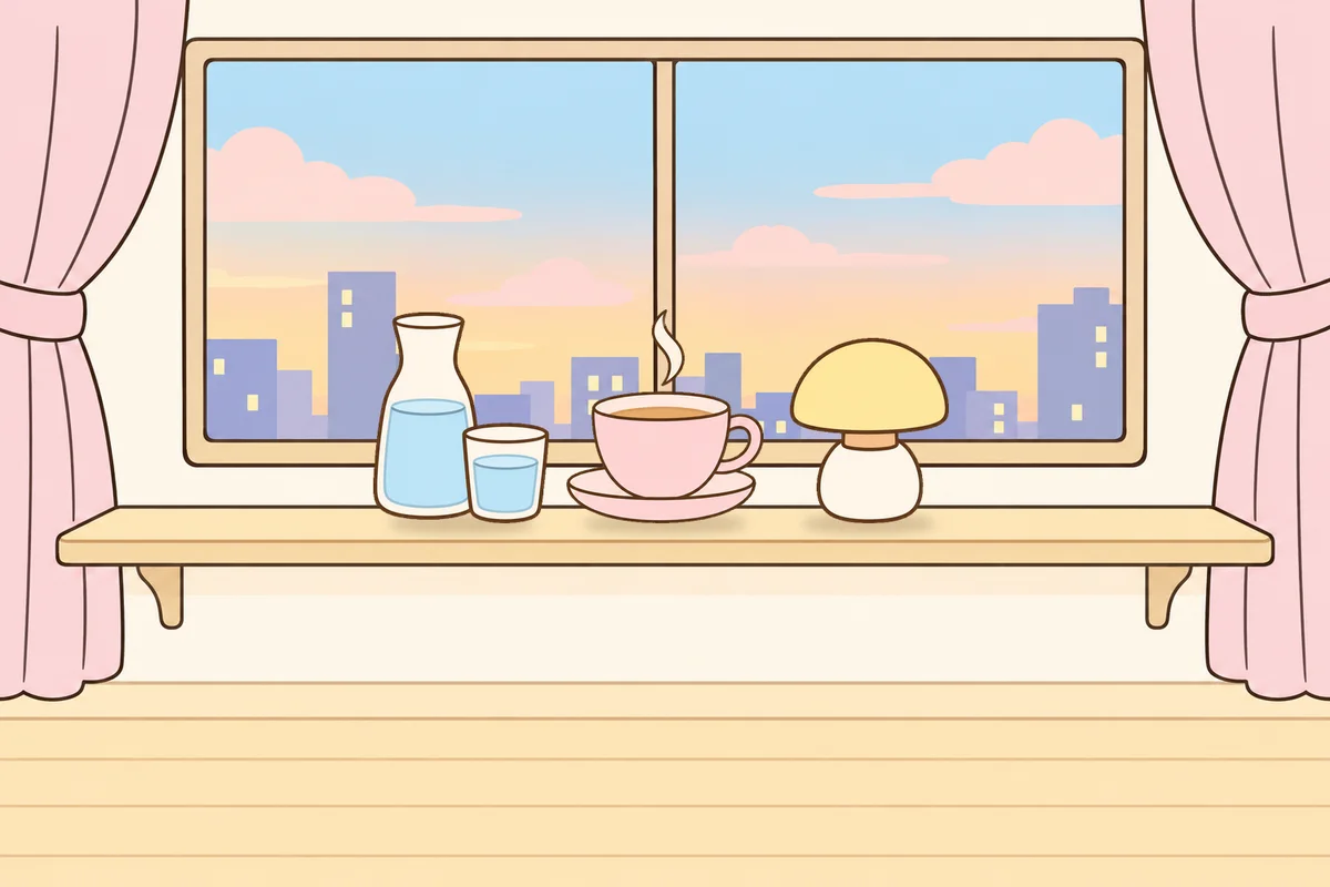 종로 여성전용 얼굴 경락 안내 그림, 호텔 창가 선반 위의 물병, 찻잔, 무드등