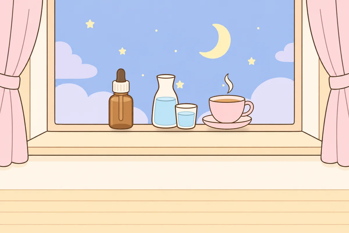 수원 여성전용 발 케어 안내 그림, 밤 창가 창턱 위의 오일병, 물병, 찻잔