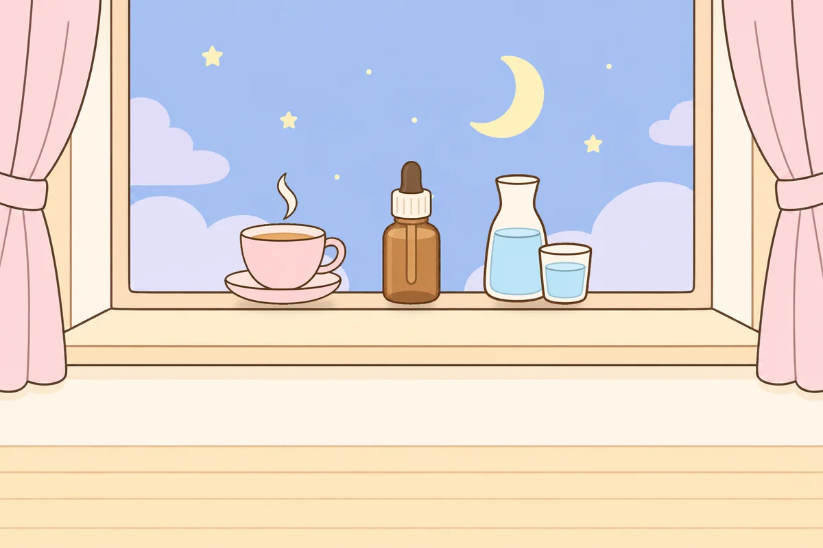 광주 여성전용 발관리 추천 안내 그림, 밤 창가 창턱 위의 찻잔, 오일병, 물병