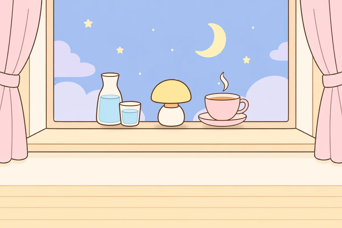 하남 여성전용 프리미엄 스웨디시 안내 그림, 밤 창가 창턱 위의 물병, 무드등, 찻잔