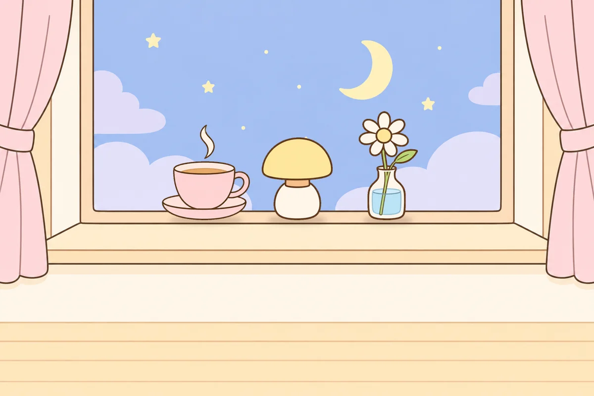 포천 여성전용 얼굴 경락 안내 그림, 밤 창가 창턱 위의 찻잔, 무드등, 데이지 꽃병