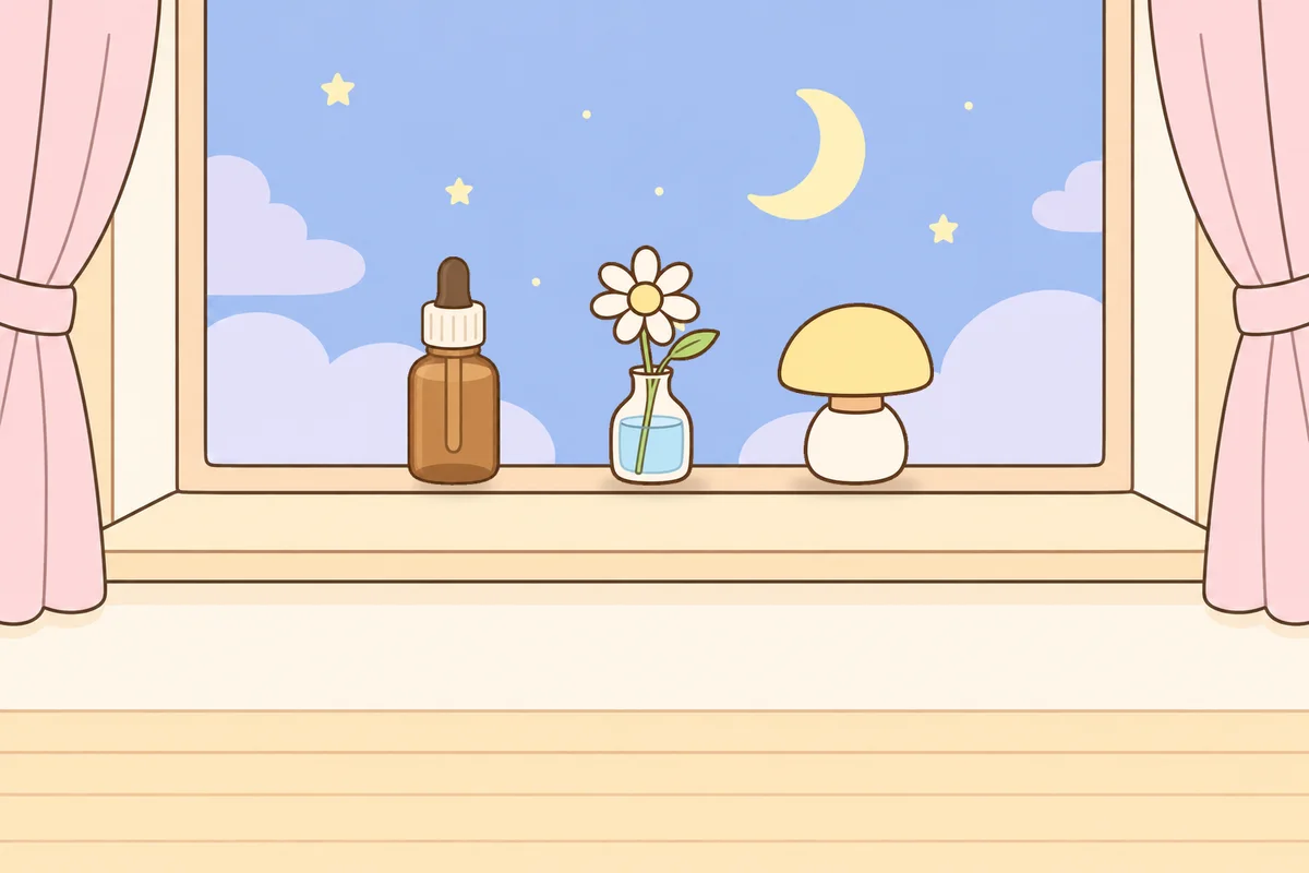 인천 동구 여성전용 발마사지 안내 그림, 밤 창가 창턱 위의 오일병, 데이지 꽃병, 무드등